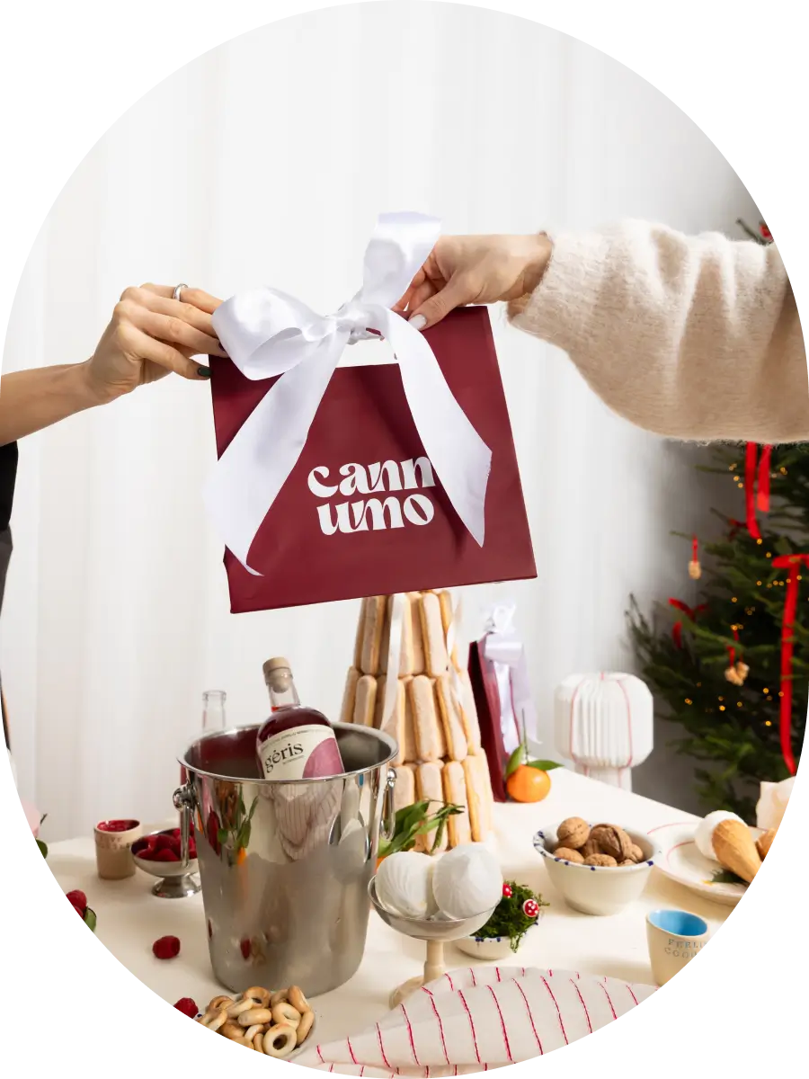 Gėrio rinkinys: gėrimas, taurelė ir dovanų maišelis